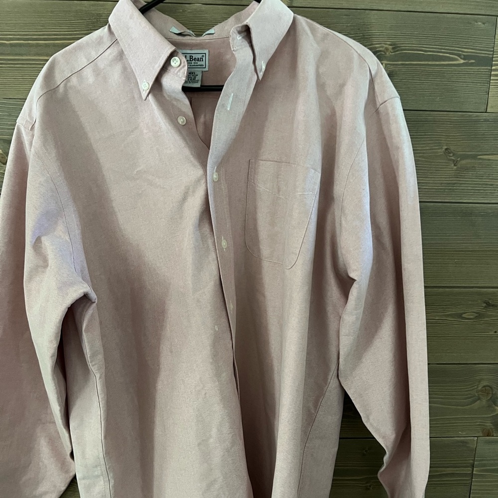 LL Bean Red Mens Button Down Shirt 17 1/2 x 36